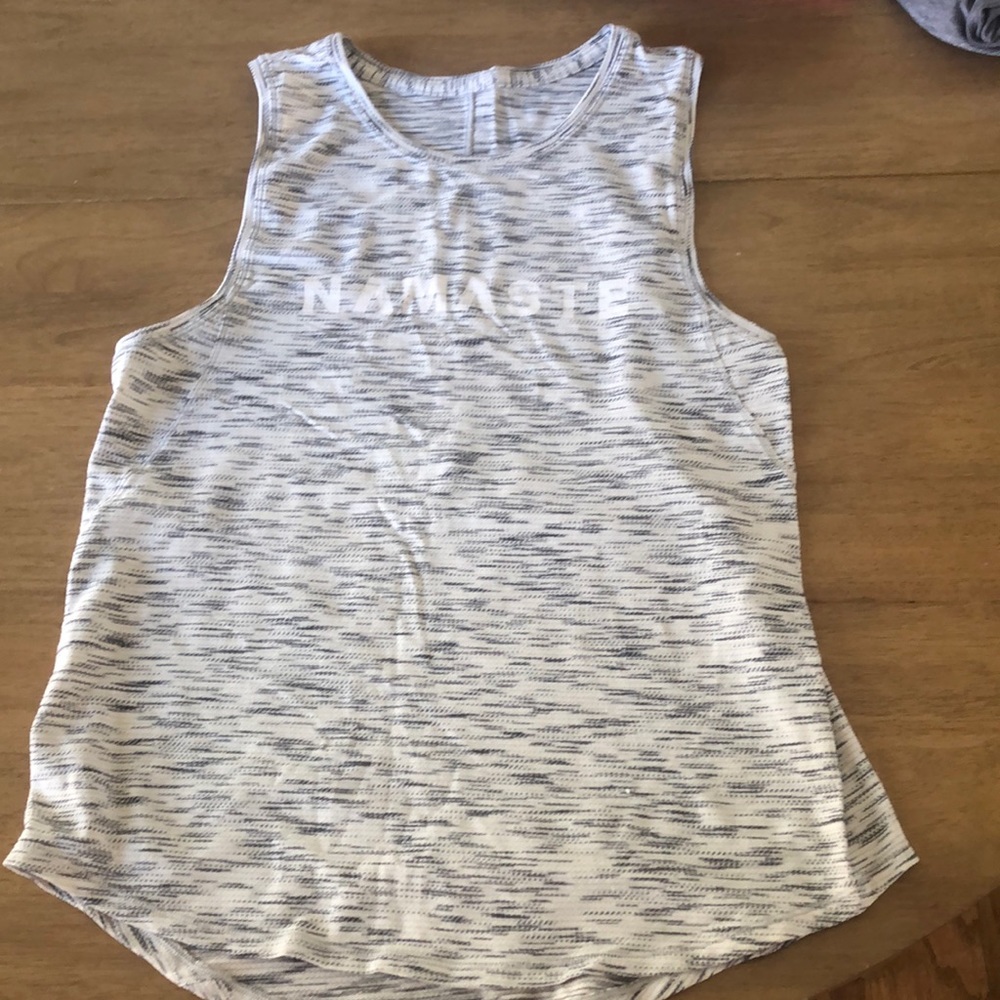 Lululemon, namaste top, heather cream / gray, size 2, like new